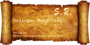 Selinger Renátó névjegykártya